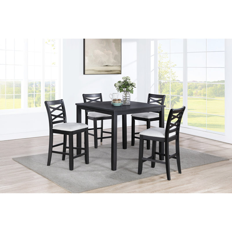 Mobilier de salle à manger 5 pièces Table de salle à manger 4 chaises d'appoint en bois d'hévéa