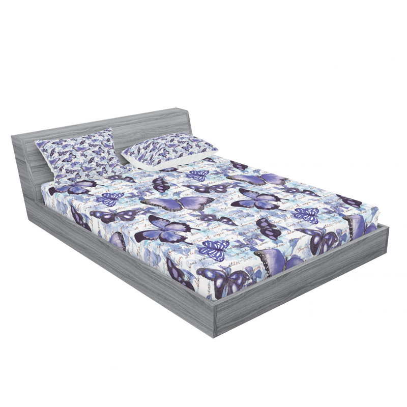 Microfiber Sheet Set, Full/Double Sheet Set with Fitted Sheet, Garden with Flowers Floral