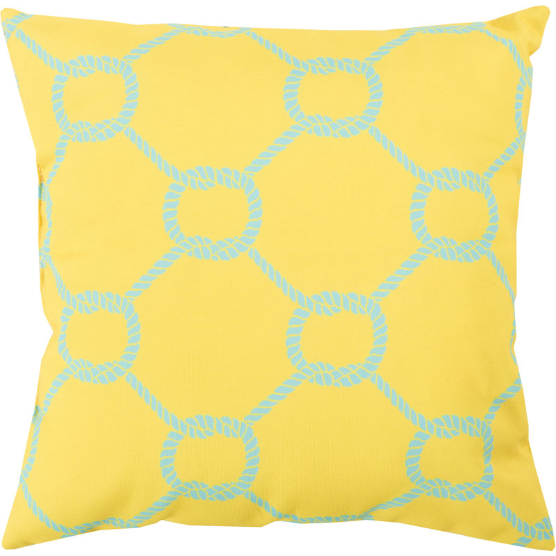 Rain Ikat Outdoor Reversible Pillow Cover, 18" x 18"  , Sunflower/Sky Blue