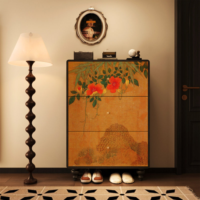 Armoire à chaussures en bois massif chinois, Black
