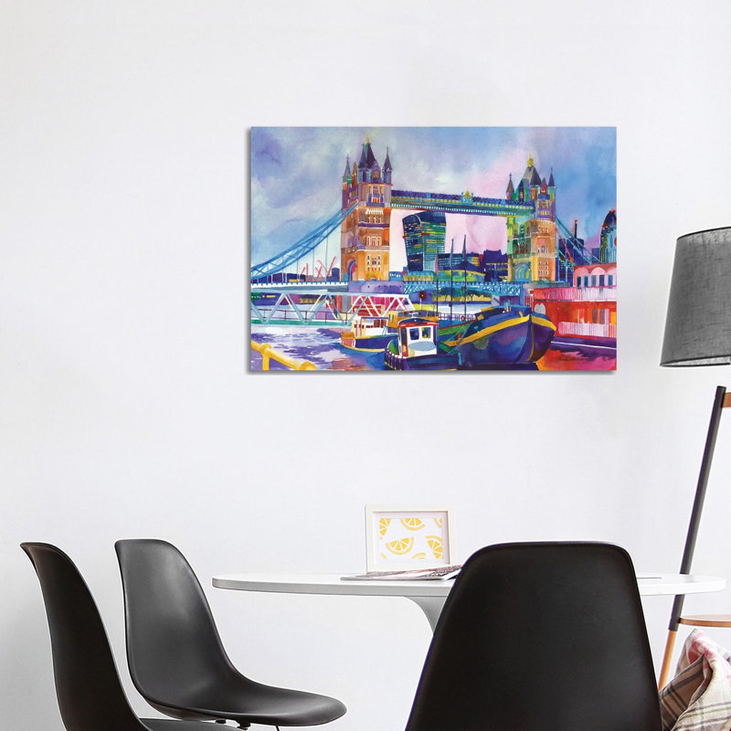 Sunset In London II by Maja Wronska - Wrapped Canvas Painting, 101.6 cm H x 66.04 cm W