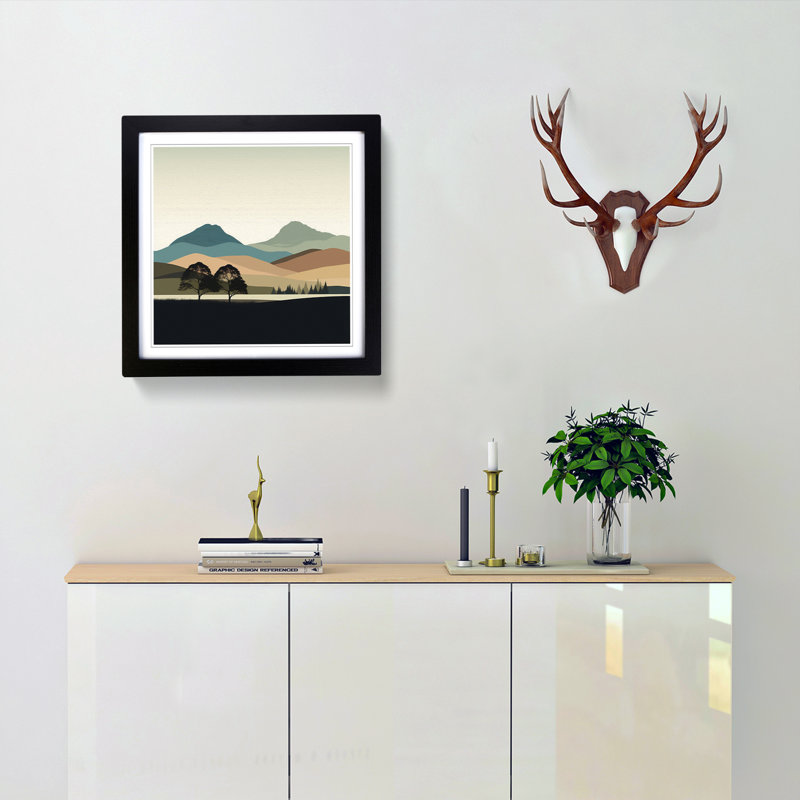 Scotland Minimalism No.1 - Single Picture Frame Print on Wood, Black