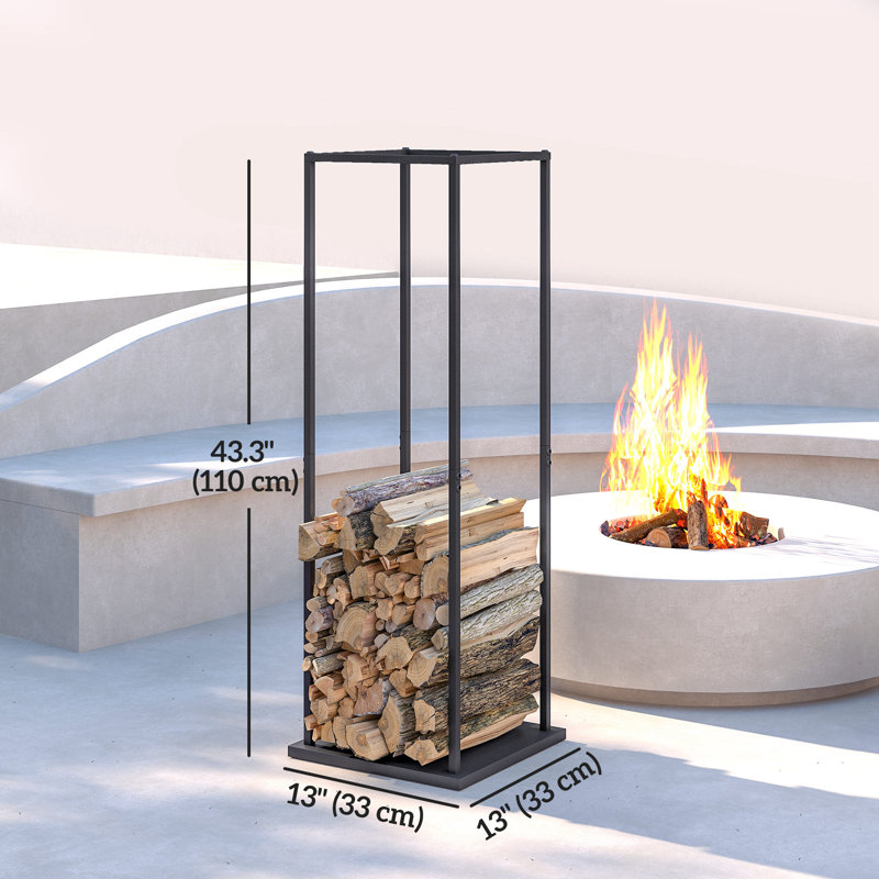 Support à bûches robuste pour l'extérieur, 13 po x 13 po x 43 po