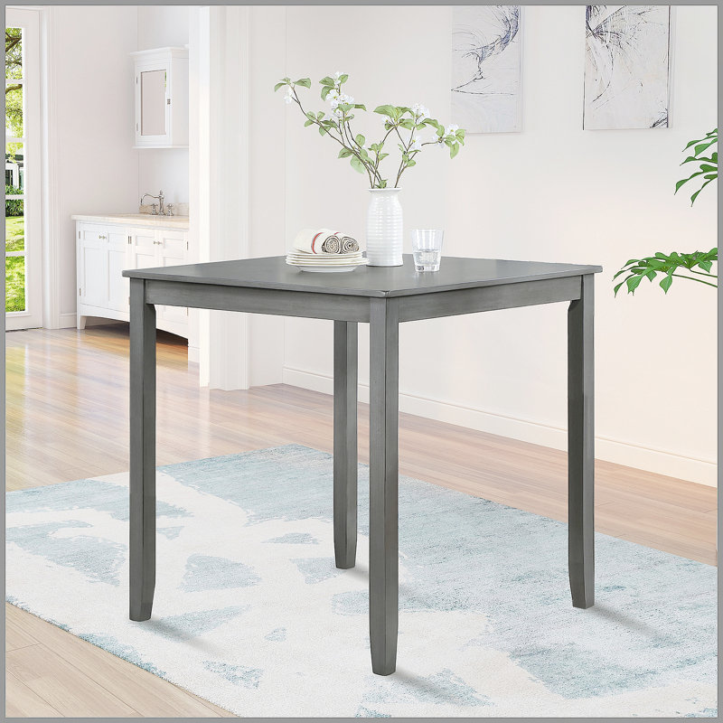 Elegant Wooden Dining Square Table, Perfect For Small Spaces And 4 Person Meals, Gray Finish, Gray, 36"H x 34.5"L x 34.5"W