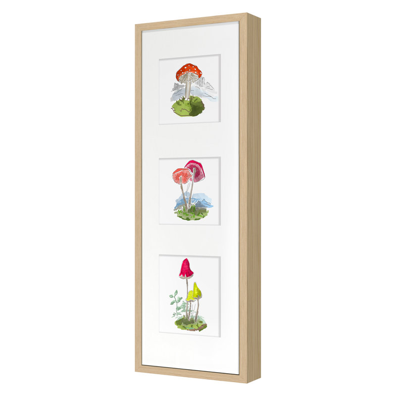 Mushroom Scene Print by Dana Gibson, Nordic Oak, 36" H x 12" W x 1.5" D