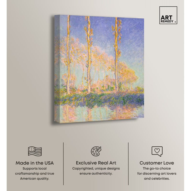 Claude Monet Poplars Gallery Wrapped Canvas Wall Art, 20" x 16"