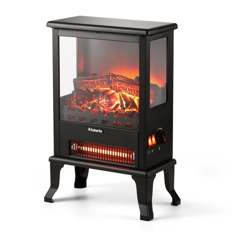 Accrington TURBRO Infrared Electric Fireplace Stove, 19" Freestanding Stove Heater with 3-Sided View, Realistic Flame, Black