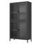 Armoire en métal avec 4 portes en verre et revêtement thermolaqué - élément de basculement de rangement classique noir pour la cuisine