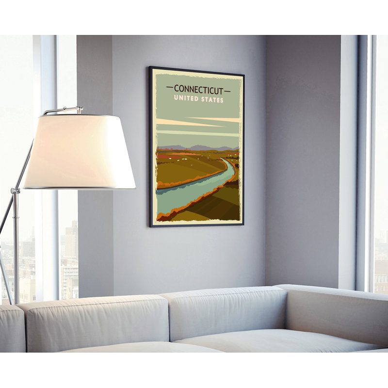 «Connecticut Retro Style State Travel», affiche rétro sans cadre, art mural maison et bureau, L 16 po x H 20 po