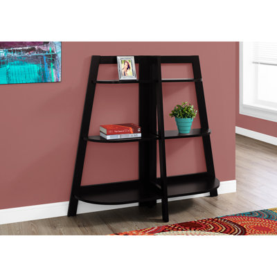 Bibliothèque de 48 po de hauteur, 3 niveaux, stratifié brun, moderne pour chambre et bureau, stratifié décoratif de 48 po de hauteur, présentoir élégant