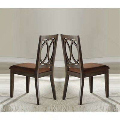 Classic Transitional Style Dining Chairs 2Pc Set Wood Frame Brown Seat Upholstery Dining Furniture