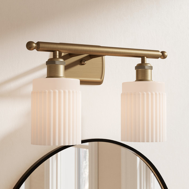 Éclairage pour meuble-lavabo à intensité variable 2 lumières Kamena, Ampoule DEL 6 watts rétro, Blanc mat