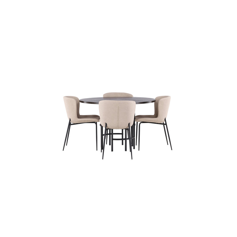 Medota 4 - Person Dining Set, Brown, Dark Grey, Dark Grey