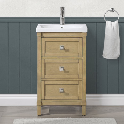 Isabella 20 In. W X 16 In. D X 35 In. H Single Sink Bath Vanity In Light Oak Finish With White Ceramic Top