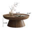 Table basse ronde en noyer rustique 35,43 po avec base conique épaisse, aucun assemblage requis-614508136