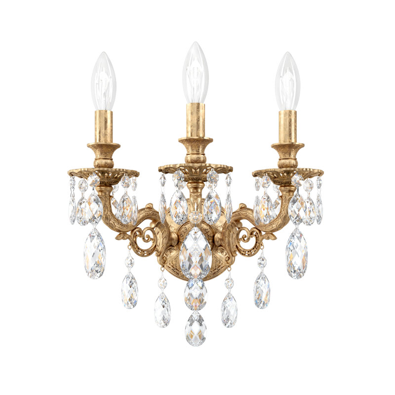 3 - Light Candle Wall Light, Incandescent, Strass Clear, Aurum