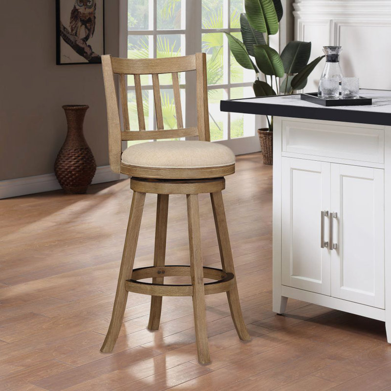 Tabouret de bar / de comptoir Cremilde, Bois flottant brossé au métal et ivoire