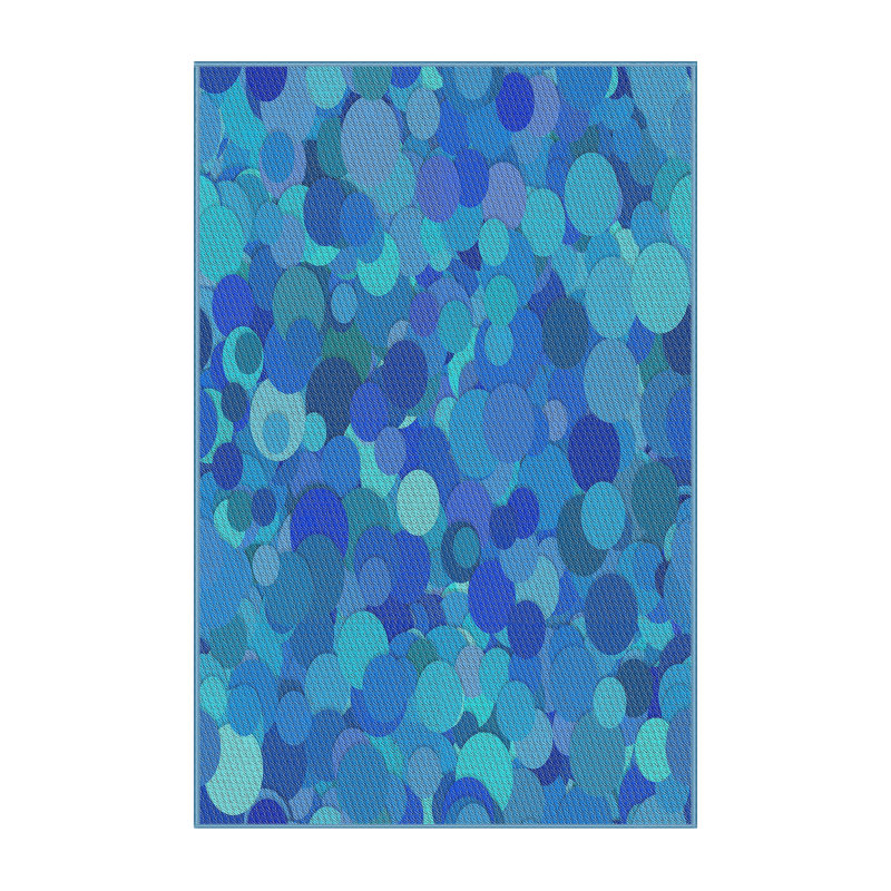 Tapis bleu/turquoise à motifs, Rectangle 2 pi x 4 pi