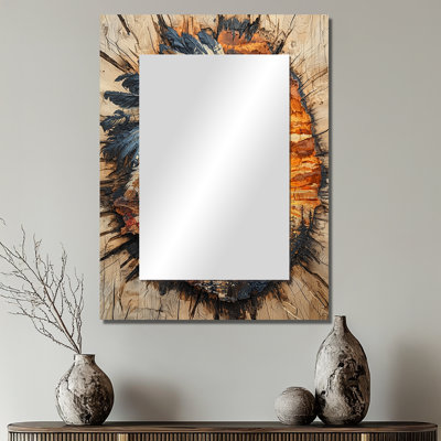 Native American Warrior Energy Of Forest III - Native American Warrior Large Mirror, Brown Decorative Wall Mirror, Printed Metal Art