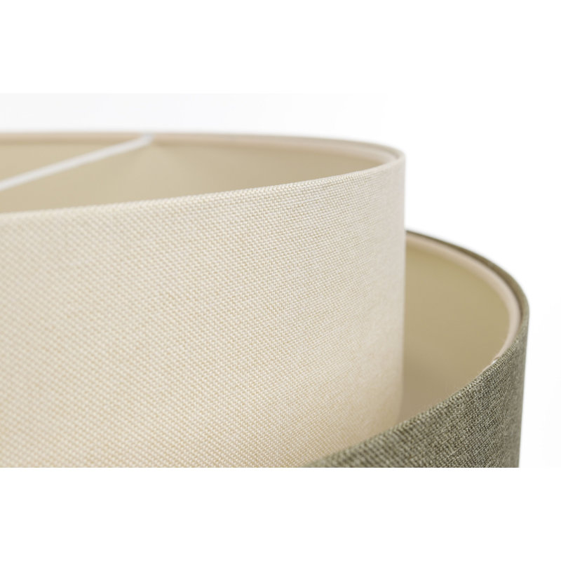 Abigial 1 - Light Cream Drum Pendant, Green/Beige