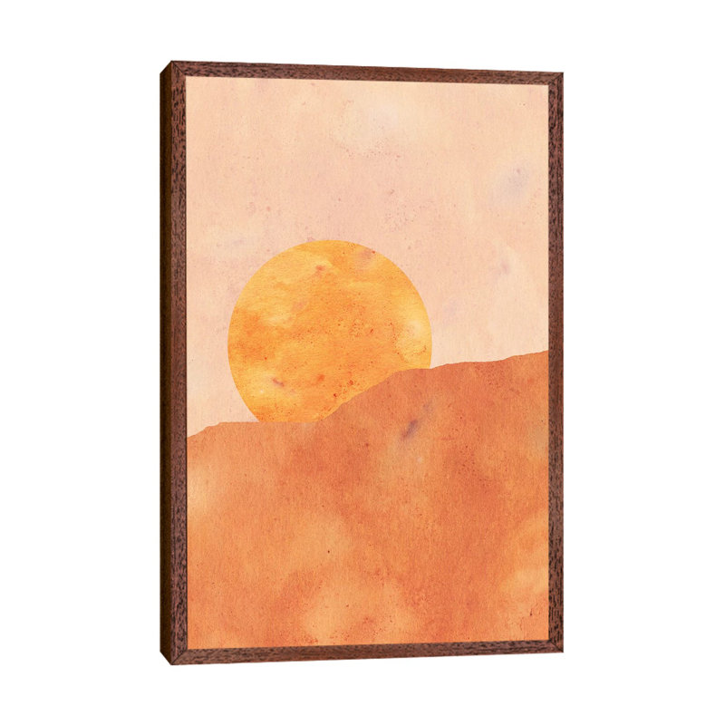 Sun In The Desert by Whales Way - Painting on Canvas, 66.04 cm H x 45.72 cm W, Classic Brown Wood Framed