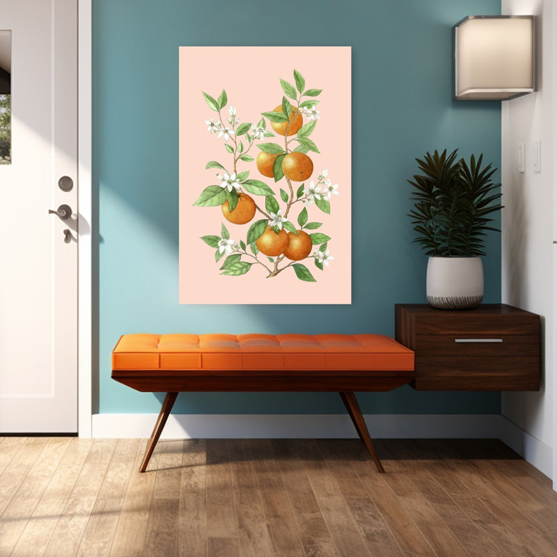 Art contemporain contemporain Summer, H 48 po x l 32 po, Orange