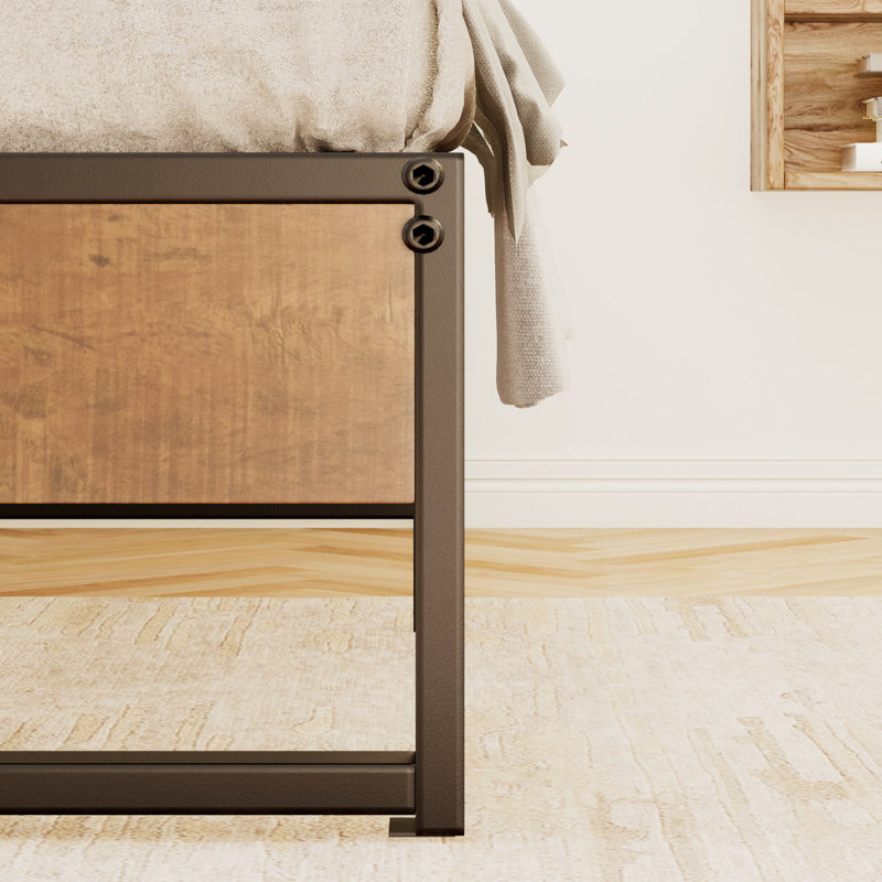 Saunderstown Industrial Style 14" Wood Platform Bed, Twin