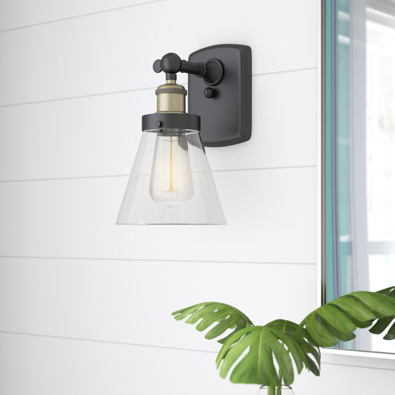 Ballston Urban Cone - 1 Light 6" Sconce, Black Antique Brass, LED, Clear