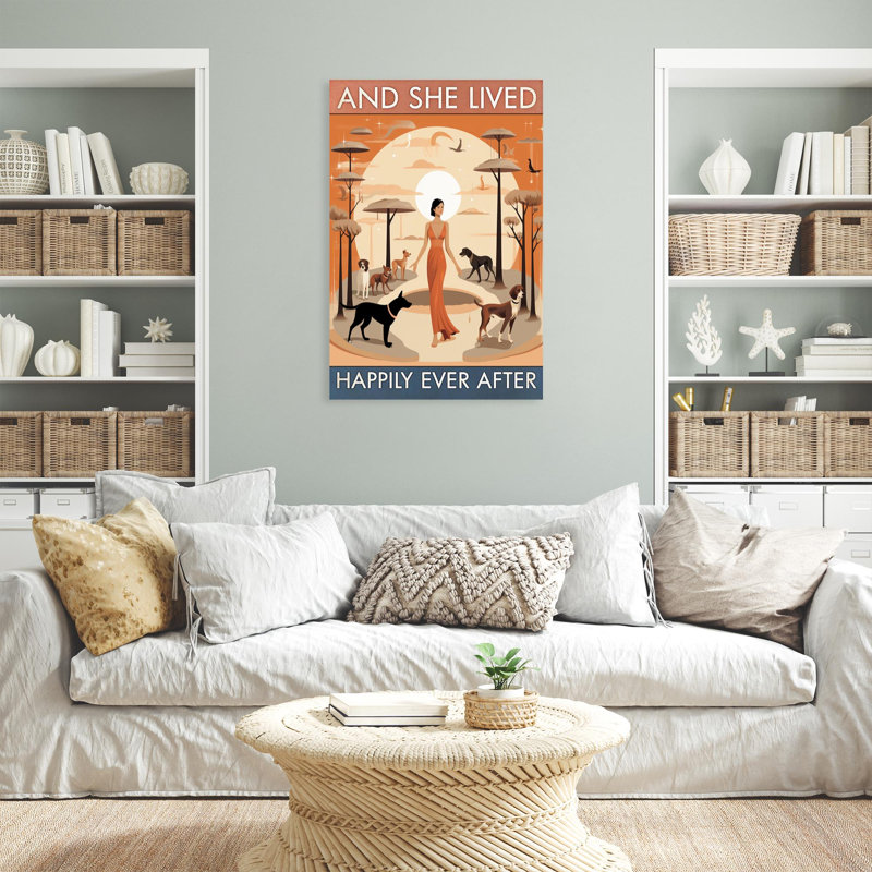 «Dogs And She Lived Happily» sur toile, H 36 po x l 24 po x P 1,25 po