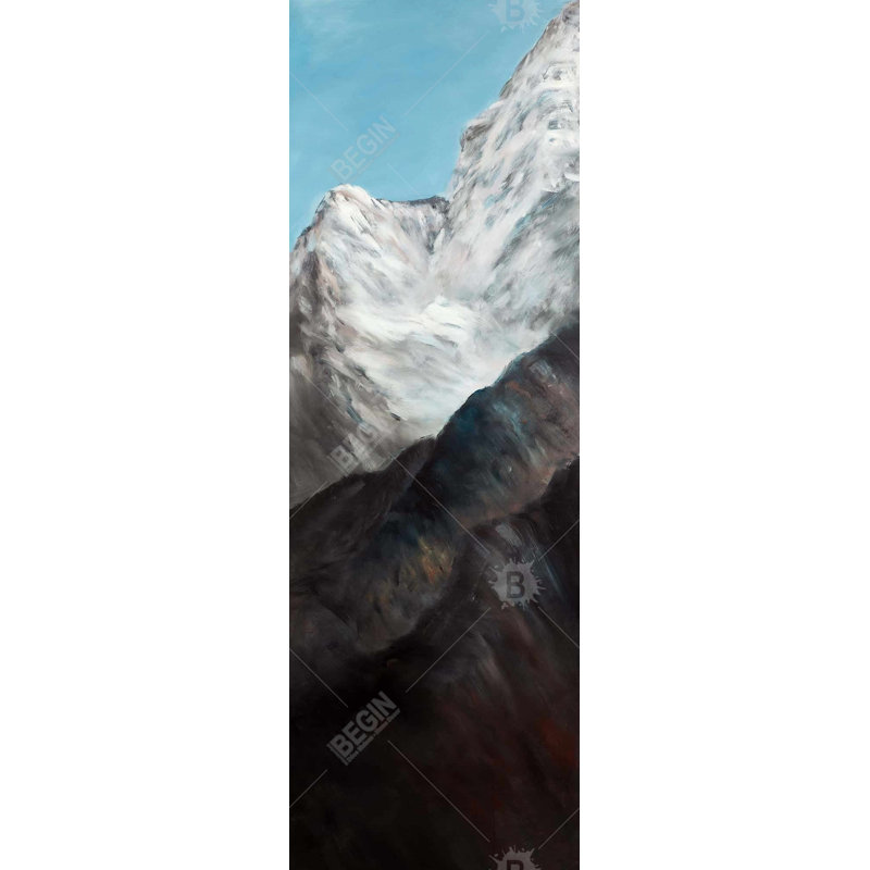 Pics emblématiques de l'Himalaya | Décor contemporain sur toile encadrée, H 49,25 po x l 17,25 po