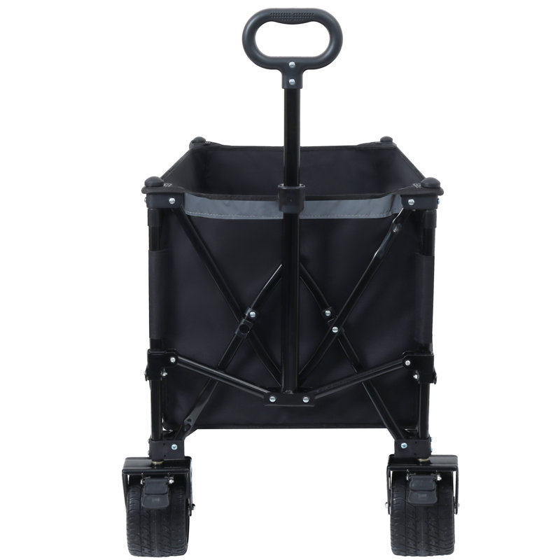 Chariot de jardin pliable avec roues robustes et capacité de charge de 480 lb, chariot utilitaire portatif pour le camping, les sports, l'épicerie, noir