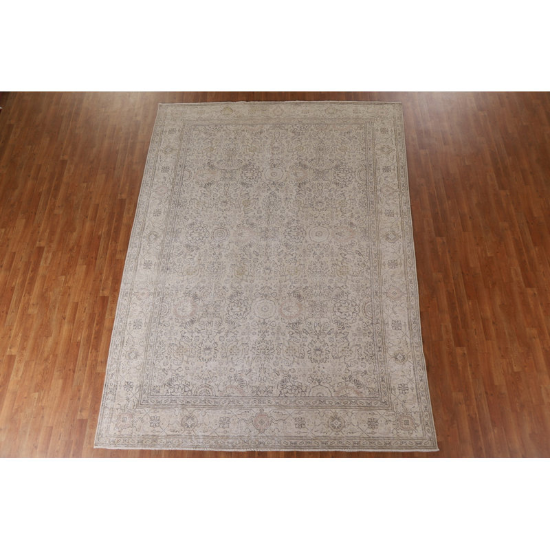 One-of-a-Kind Rectangle 8'3'' x 11'2'' 1960s Rectangle Wool Area Rug in Beige