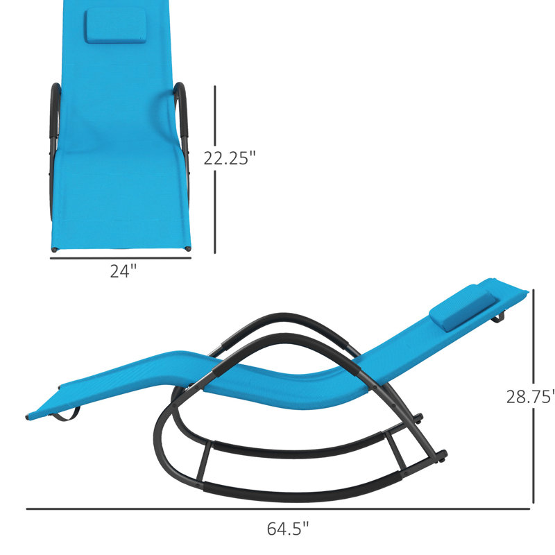 Chaise berçante pour pelouse, méridienne Zero Gravity, bleu pour patio, jardin, piscine avec coussin de jardin