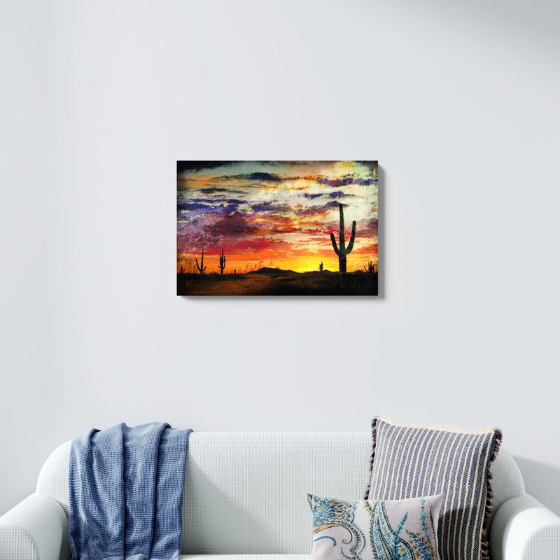 Desert Sunset - peinture sur toile tendue, H 20 po x l 30 po