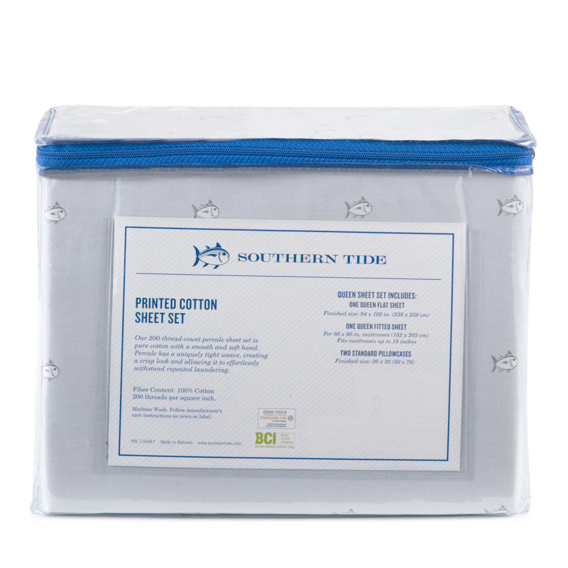 Southern Tide Breezy Cove Sheet Set, Twin XL Sheet Set with Fitted Sheet and Pillowcase