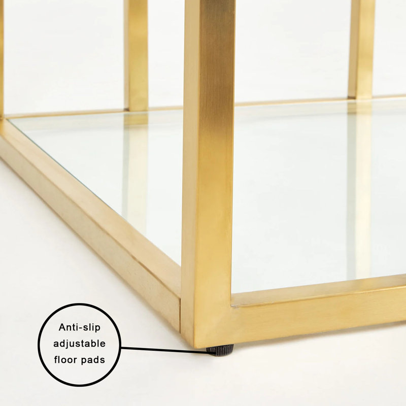 Cayla Glass Top End Table, Gold