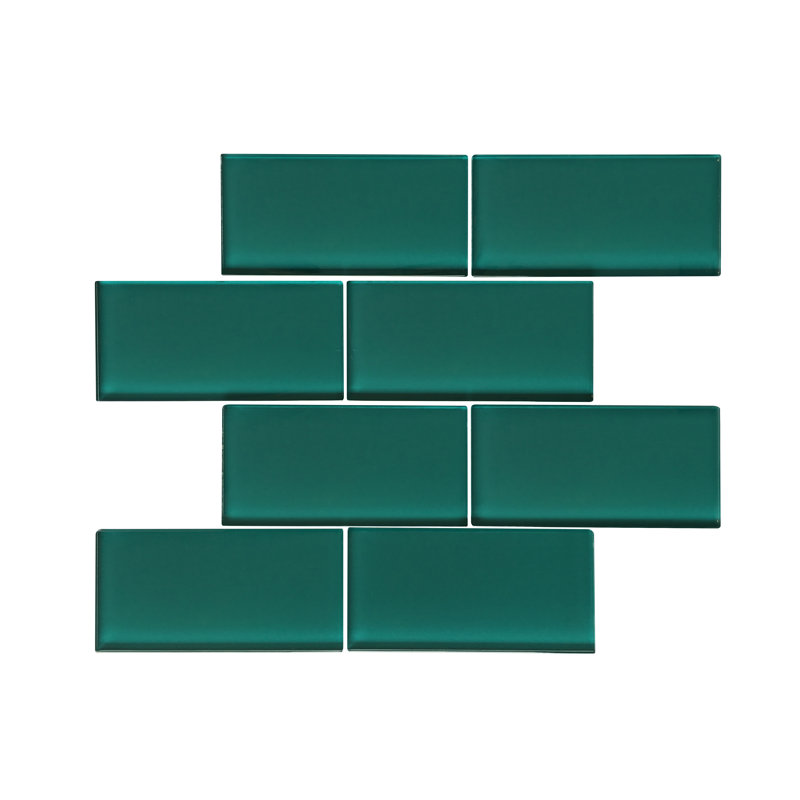 Carreau de mosaïque en verre à bord droit de qualité 3 "x 6" Quality Value Series, Sarcelle