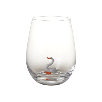 Hand-Blown Swan Glass Stemless Wine Glass