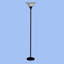 Lampe sur pied noire de 150 W à 3 intensités, 178 cm de hauteur, abat-jour en verre dépoli, douille E26, câble de 1,8 m, idéal pour le salon, la chambre ou le bureau.