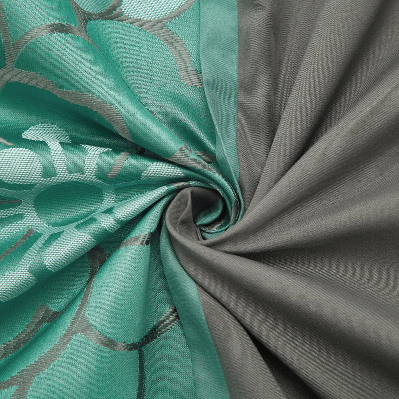 Ensemble d'édredon jacquard 7 pièces Sibyl, Édredon très grand californien + 6 pièces, Aqua / gris