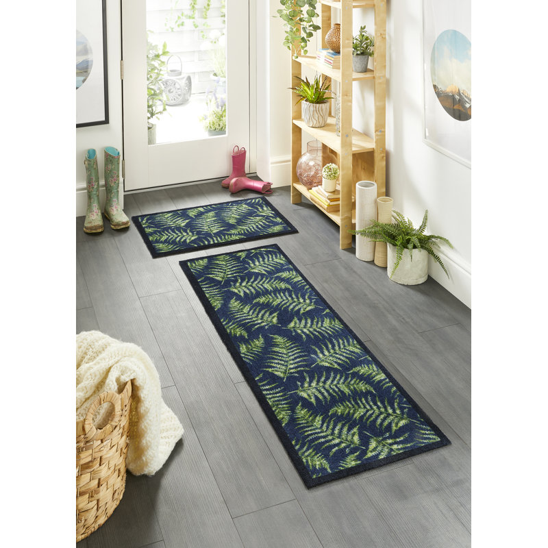 Nylon Fern Leaves Kitchen Mat, 50cm W x 75cm L