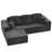L-Shaped Modular Sectional Couch, Cloud Compression Sectional Sofa with Wide Armrest. Black-862882148