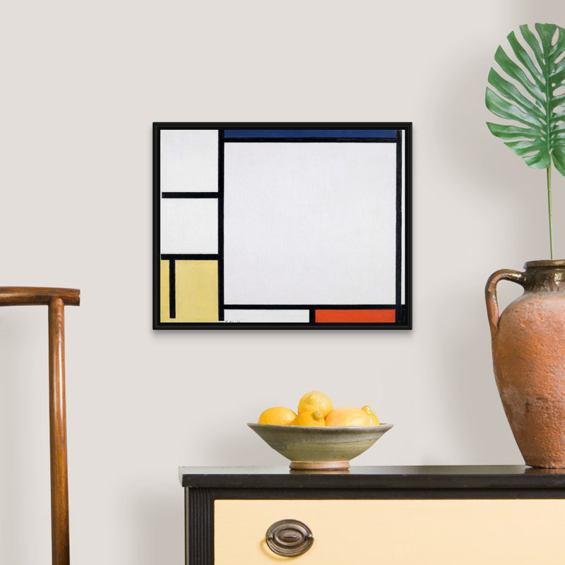 Composition avec bleu, rouge, jaune et noir de Piet Mondrian-reproduction d’art sur toile, Cadre noir