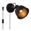 Lampe murale moderne avec cordon de lecture et interrupteur, noir