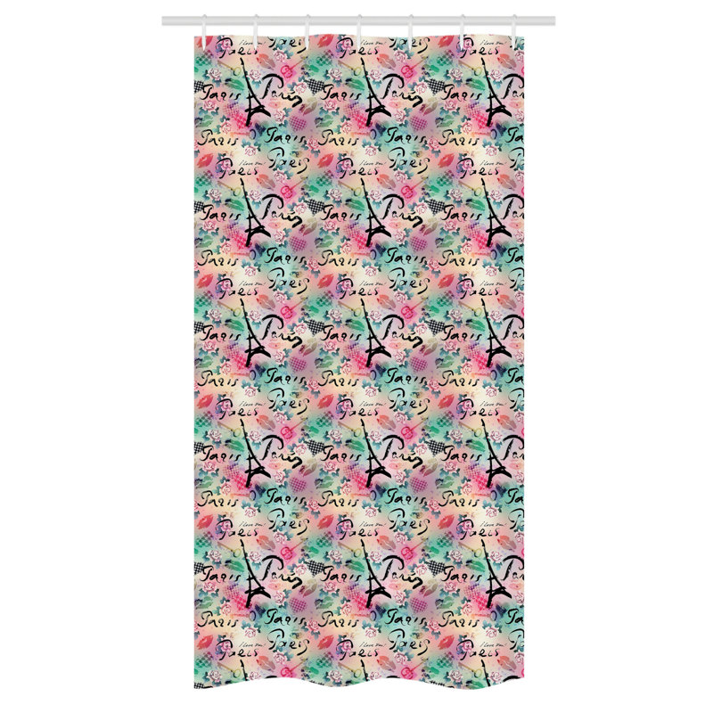 Engela Geometric Shower Curtain with Hooks Included, 36" W x 72" L
