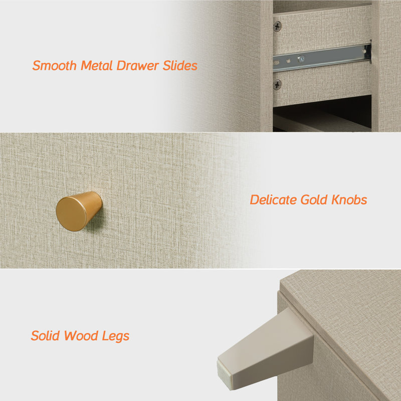 Lysiane 2-In-1 Wooden 6-Drawer Dresser for Bedroom