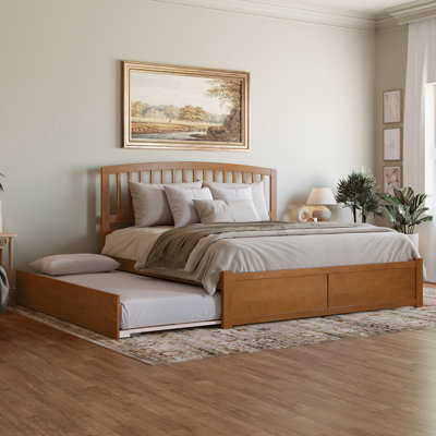 Lit plateforme en bois massif avec pied de lit et gigogne Marlton