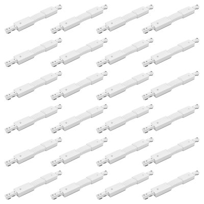 Connecteur flexible d'éclairage sur rail Luxrite H, accessoires d'éclairage sur rail à 3 fils à circuit unique, composant de source d'alimentation 120 V, paquet de 24 blanc