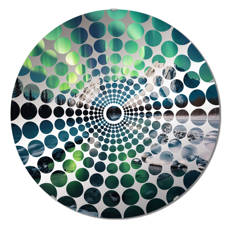 Aurore boréale dans un superbe arctique - miroir décoratif à cercles concentriques, 23,6 po x 23,6 po