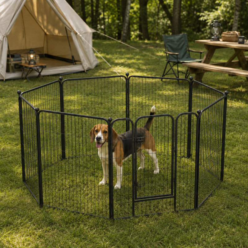 Metal Dog Exercise Playpen (8 Panels), Silver Gray, 31.5" H